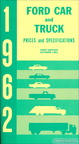1962 Ford Car & Truck Prices & Specifications booklet